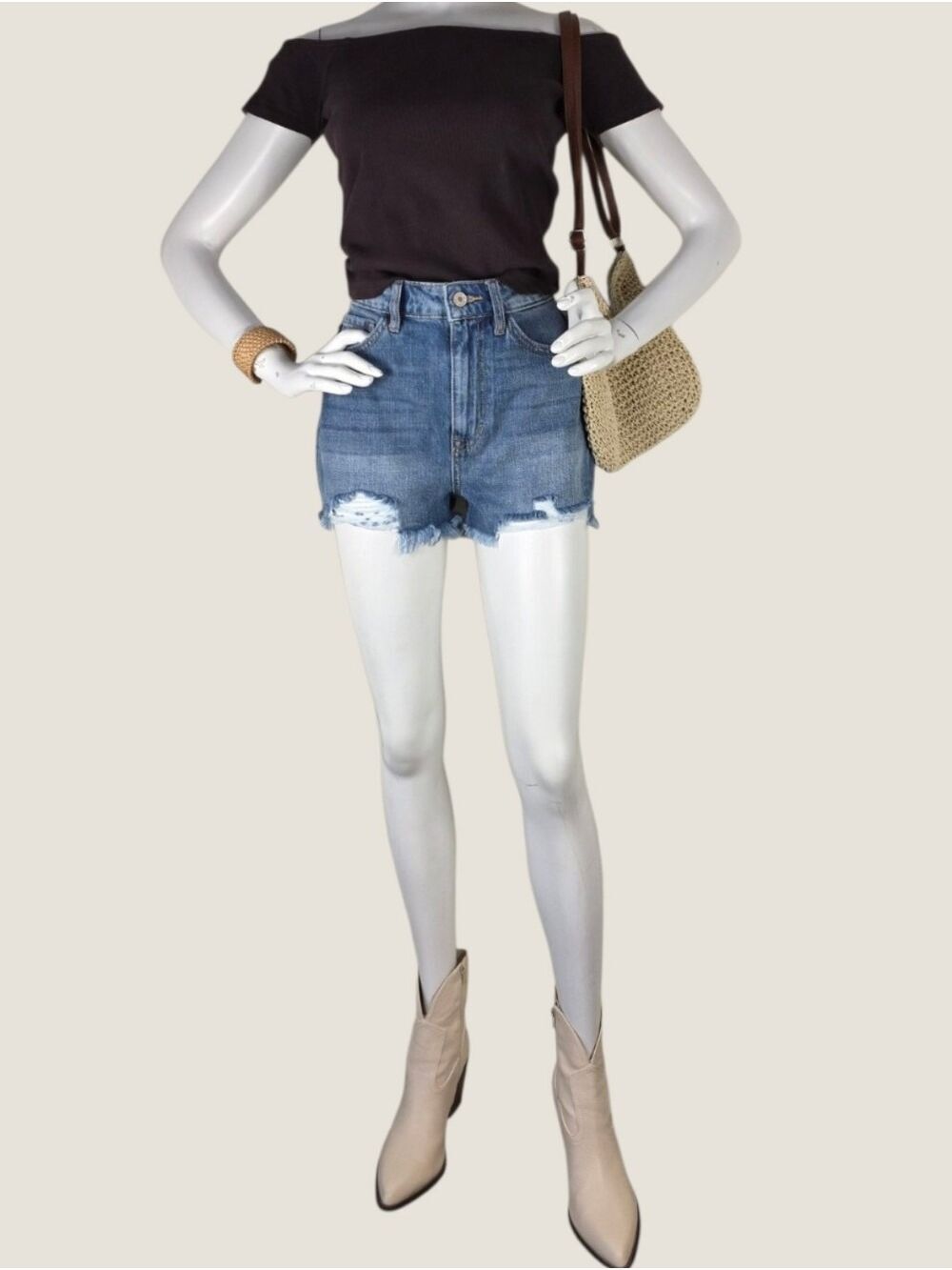 Kancan Morgan Distressed Denim Shorts 9/28 Indie Sleaze Festival